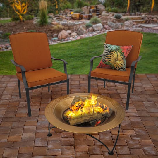 33" Hammered Copper Fire Pit with Stand & Screen